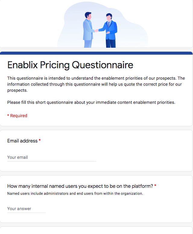 Enablix Pricing Questionnaire