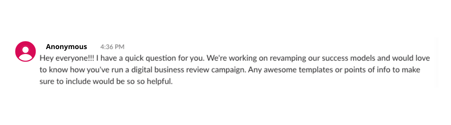 digital review campaign slack message